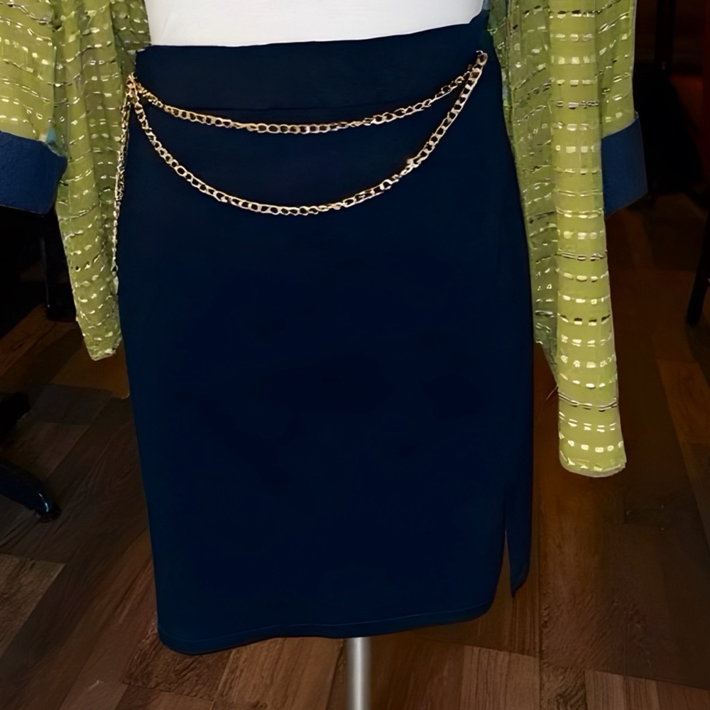Steve Madden Gold and Black Asymmetrical Pencil Skirt